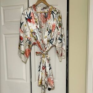 Floral Satin Kimono Robe